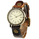 Unique PU Round Glass Quartz Women's Watch