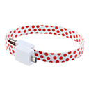 Round Dot Bracelet Shaped Micro USB Cable with Magnet for Samsung HTC Phones(Red+White))