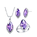 18K Gorgeous Purple Crystal Vrouwen Inclusief Hanger Oorbellen Ringen
