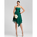 A-line Strapless Asymmetrical Chiffon Bridesmaid Dress