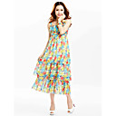 TS Chiffon Print Layered Strap Midi Dress