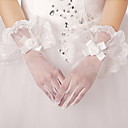 Fashion Tulle/Satin Fingertips Wrist Length Wedding/Evening Gloves