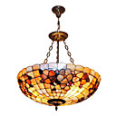 120W Classic Tiffany Pendant Light with Nature Shell Material Integrated Shade(Chain Adjustable)