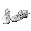 Handmade White PU Leather Flat Classic Lolita Shoes with Bow
