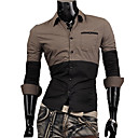 Femininos Brown-pretas simples camisa longa da luva