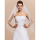 2 Layers Fingertip Wedding Bridal Veil With Beaded Edge
