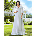 A-line V-neck Floor-length Chiffon Wedding Dress