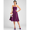 A-line Strapless Knee-length Chiffon Bridesmaid Dress
