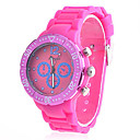 Silicone zircone analogico al quarzo orologio da polso da donna (rosa)