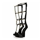 Gorgeous Leather Wedge Heel Mid-Calf Boots Party / Evening Shoes