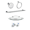 Chrome Finish 5-Piece Bathroom Hardware Accessory Set WithTriangle Brush Rack
