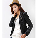 Long Sleeve Standing Collar PU Casual/Party Jacket