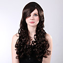 Senza cappuccio lunghi capelli castani ricci sintetici laterali Bang Ali