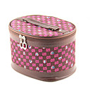 1PCS Cosmetic Makeup Pouch Portable Case Bag with Mirrors Cartoon Lattice Brown&Rose