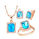 18K Mooie Plated met strass Dames Inclusief Hanger Oorbellen Ringen