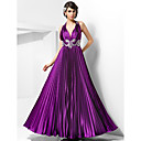 a-line Halfter bodenlangen Stretch-Satin Abendkleid