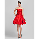 A-line Strapless Knee-length Taffeta Bridesmaid Dress