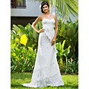 bainha / coluna querida tribunal trem do laço vestido de noiva chiffon