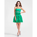 A-line Strapless Short/Mini Stretch Satin Cocktail Dress