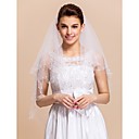 Due livelli gomito velo da sposa con bordo tagliato