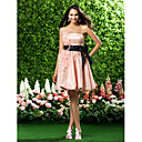 A-line Strapless Knee-length Organza Bridesmaid Dress