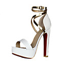 Moda in pelle sandali tacco grosso con spalline incrociate partito / sera scarpe