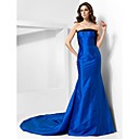 Trumpet/Mermaid Strapless Chapel Train Satin Evening Dress