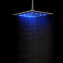 Contemporary 3 Colors Changing LED Brushed Stainless Steel Shower Faucet Head of 16 inch