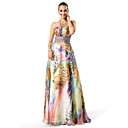 A-line|Princess Sweetheart Floor-length Printed Chiffon Evening Dress