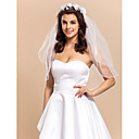 Elegent 2 Layers Elbow Length Wedding Veil with Floral Hoop