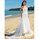 Sheath/Column Sweetheart Chapel Train Lace Wedding Dress