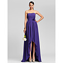 A-line Strapless Asymmetrical Chiffon Bridesmaid Dress