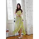 Women's Chiffon Ruffle Slit Maxi Dress