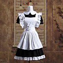 Short Sleeve Short Black and White Cotton Cosplay Lolita Dress