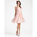 A-line V-neck Sleeveless Knee-length Chiffon Bridesmaid Dress
