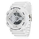 Waterproof Sporty Double Movement Analog - Digital Stop Watch with Night Light (White)