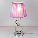 40W Contemporary Table Light with Elegant Pink Pleated Fabric Shade Crystal Decor
