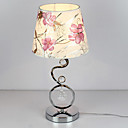 40W Contemporary Table Light with Elegant Fabric Shade Crystal Decor Curving Electroplate Body