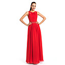 Sheath/Column Jewel Floor-length Chiffon Evening Dress