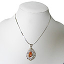 Floral Ellipse Design 925 Sterling Silver Pendant With The Crystal (RP032)