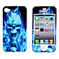 Carcasa de Cráneo de Flamas Azules, en Policarbonato Suave al Tacto, de Tapa Frontal y Posterior para el iPhone 4 e iPhone 4S